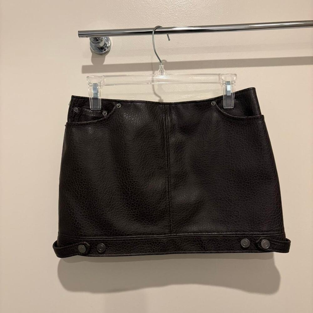 Brown faux leather mini skirt